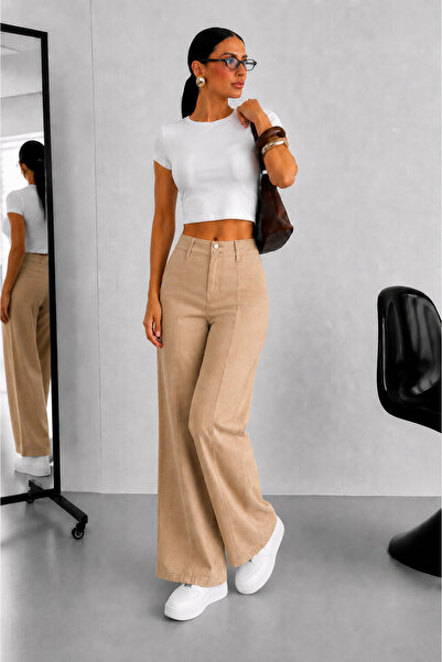 connemara Women's High-Waisted Wide-Leg Pants – Double Button Wide Leg Comfor...