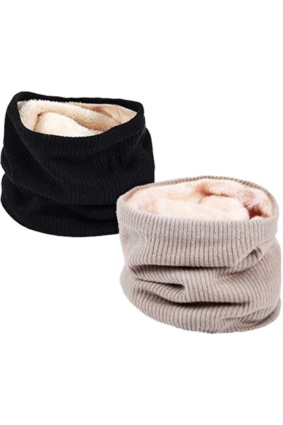 STARSTAR Women's acrylic scarves 2pc black/gray fluffy soft warm.