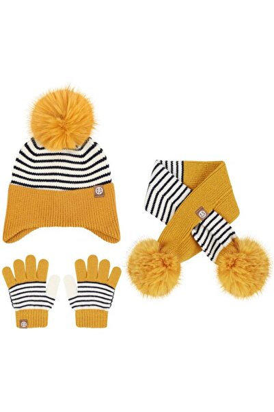 STARSTAR Kids' Scarf, Hat, and Glove Set - Warm Winter Striped 3-in-1 Suitabl...