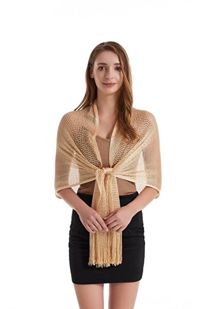 STARSTAR Women's mesh scarf 50x170cm with tassels shimmering evening/wedding.