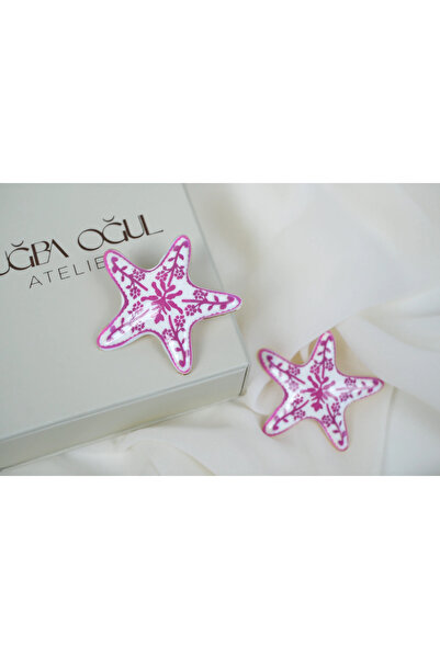 ATELİER TUĞBA Kp630 Chinese Patterned Sea Star Earrings (Length 45 mm)