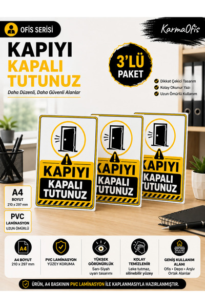 KarmaOfis A4 Keep Gate Closed Warning Sign Pvc Laminated Keep Gate Closed Wor...