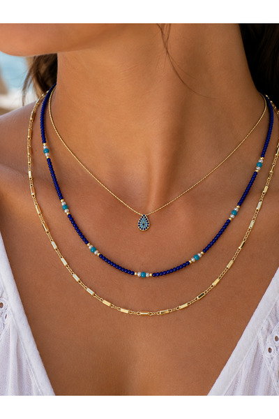 SEZİNİN TAKI DÜKKANI Set of 3 Women's Evil Eye Necklaces 🧿 🩵