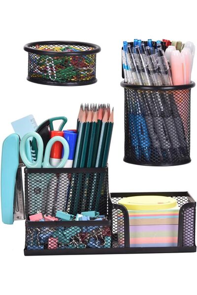 Yelajoy Mesh Desk Organizer (3-Pack) - Office Desk Accessories with Pen/Penci...