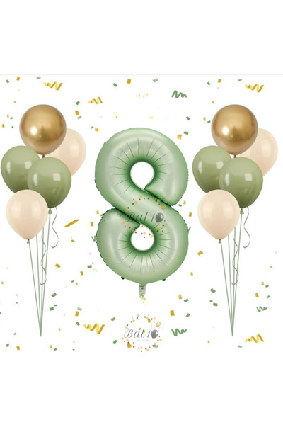 BAL10 DÜNYASI Bal10 Water Green Number Balloon Set Age-8
