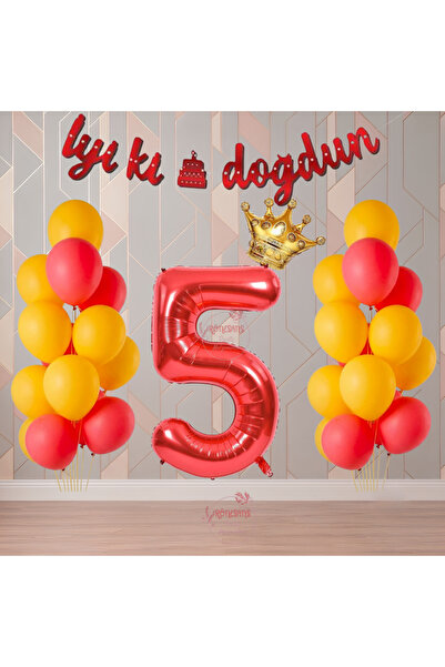 RÖNESANS PARTİ Rönesans Yellow-Red Color Themed Birthday Party Set Age-5