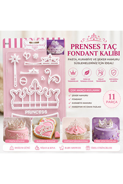 pratikpastacılık Princess Themed & Crown Themed 2-Piece Cookie and Fondant Mo...
