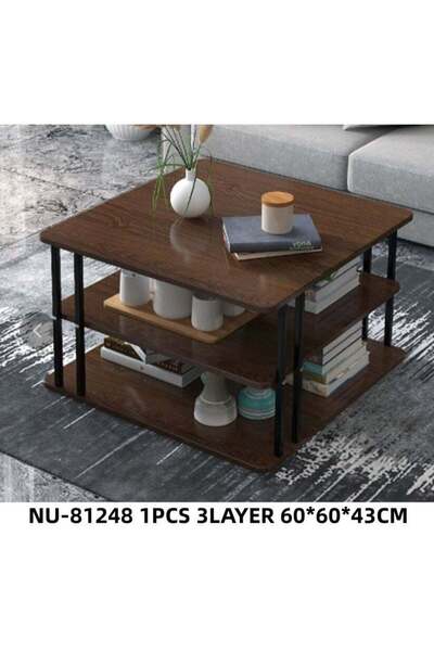 DubaiGallery Contemporary Wooden Living Room Center Table 3-Layer Coffee Table
