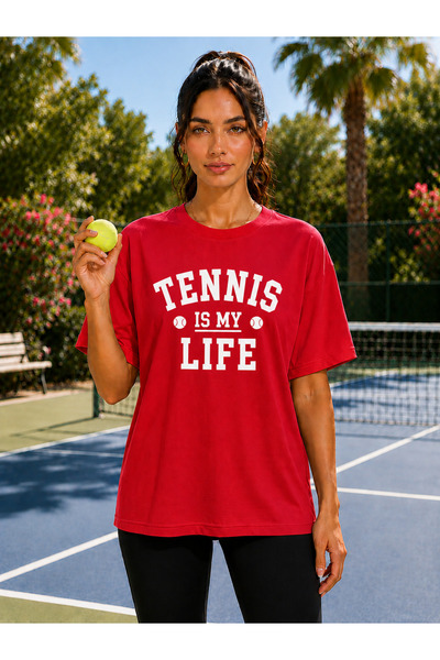 VODEXA Unisex Oversize Tennis Printed T-Shirt 100% Cotton Tennis Themed Comfo...