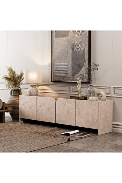 Mezza 4130 MOON 180 CM TV ÜNİTESİ DOKULU YÜZEYLİ OPAL-ANTARTİKA