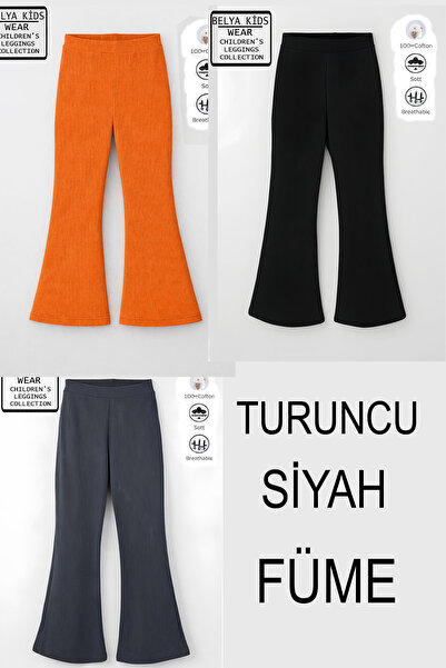 Belya Kids Wear Pamuğa Cotton Ribbed Full Fit 3-Piece Economical Pack 19 Girl...