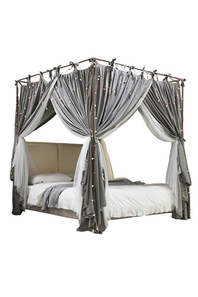 OtherMax Baldachin de Pat cu Plasă de Țânțari Set Elegant Gri 120x200x210 cm ...