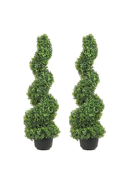 OEM Set 2 plante artificiale spirala, Inaltime 91 cm, Verde, PE si otel