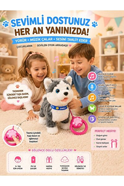 Magicway Sevimli Hareketli Sesli Kedi Köpek Oyuncak – Yürüyen, Müzikli, Ses T...