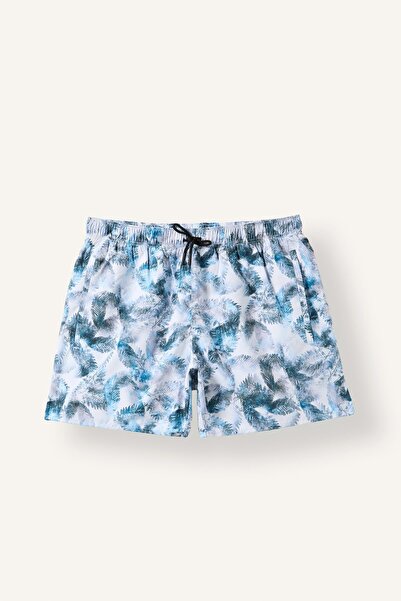 DeFacto Leaf Patterned Waist Tie Swimsuit Shorts I3381Ax26Hs