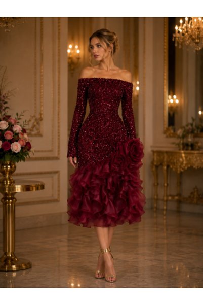 leen fashion فستان سهرة ميدي جديد الوصول