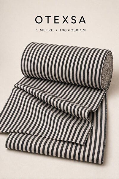OTEXSA Black Striped Cotton Linen Fabric 1 Meter 100X230 cm |   Clothing and ...