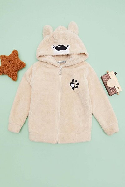 Fulla Moda Pati Embroidered Eared Girl's Plush Coat