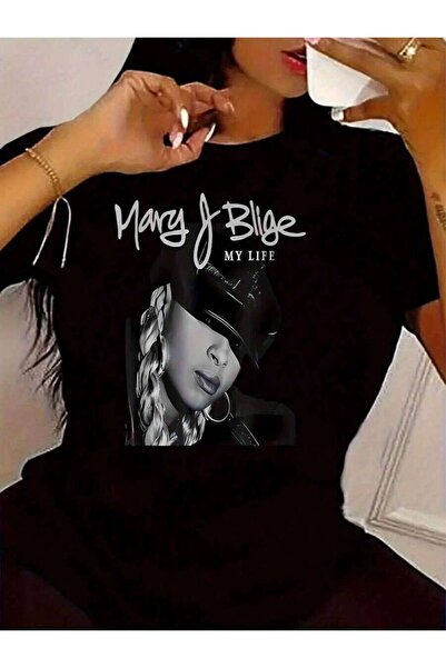 21JNRY Ms. Mary Blige Album Tribute Graphic T-Shirt Hip Hop Legend Portrait -...