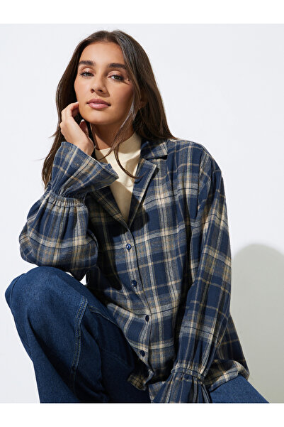 Styli Blue Checked Print Long Sleeve Shirt