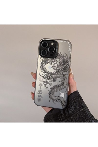 Choice Pc + tpu For iPhone 15 Pro black Luxury Dragon Embossed Phone Case for...
