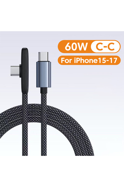 Choice4 2m C-C 100W USB A to Type C Fast Charging 90° Elbow Data Cable USB C ...