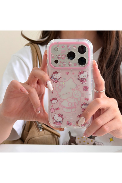 Choice5 iPhone17 Pro Max Pink Sweet Pink Hollow-Out Sanrio Hello Kitty Shockp...