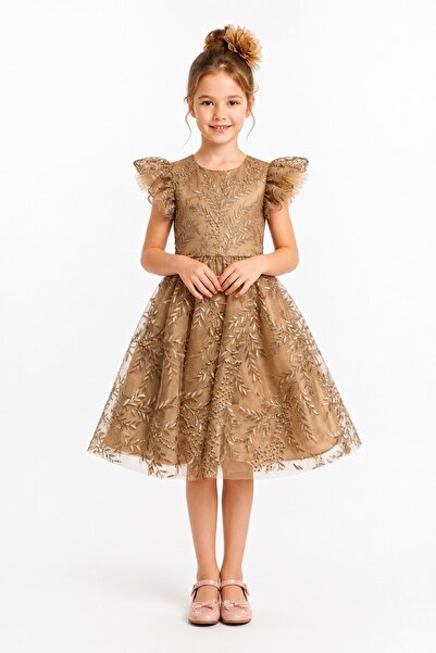 Mnk Baby&Kids Floare Момичешка вечерна рокля M00850 КАФЯВА