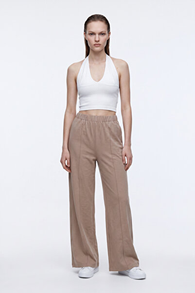 HAKKE Elastic Waist Striped Trousers