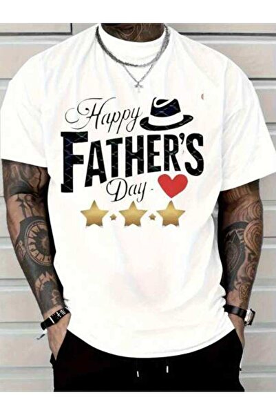 9JY Men's T-Shirt Father's Day Gift, Loose Casual Crew Neck With Dad, Hat & H...