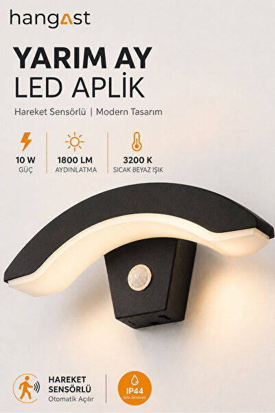 HANGAST Sensor Half Moon Led Sconce 24W 1800 Lm 3200K Warm White with Motion ...