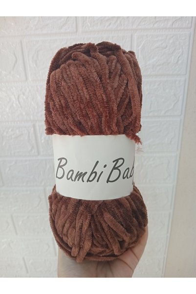 Müjde Tuhafiye Bambi Baby Kadife Örgü İp Kahverengi