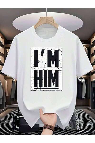4CR تي شيرت بطباعة "I Am His Bold Text"، تي شيرت كاجوال بأكمام قصيرة، قميص صي...
