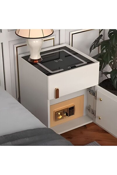 INEO SMART HOME Noptiera Smart Multifunctionala cu Incarcare Wireless, Seif I...