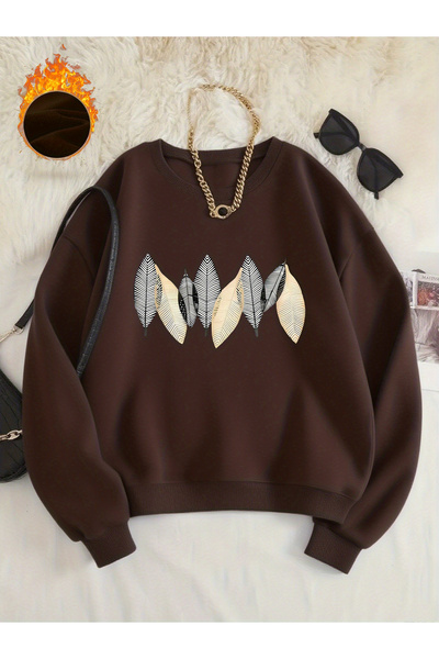 trendypassion Unisex Feathers Printed Crew Neck Sweatshirt