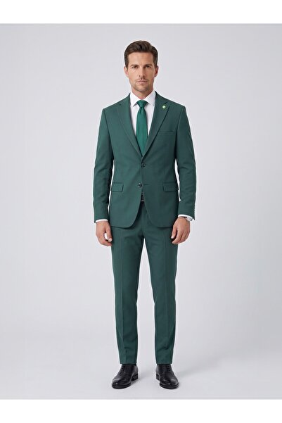 Plus Scorpion Men's Classic 2-Piece Suit 2 Buttons Slim Fit Stretch Fabric Do...