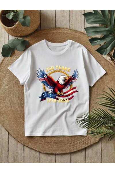 9JY Women's Summer Crew Neck T-Shirt - Patriotic Design Commemorating The 250...