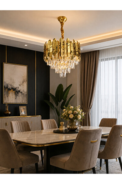 SimaAvize Sima Avize Gold Kristal Avize | Modern Şık Tasarım | Salon & Yemek ...