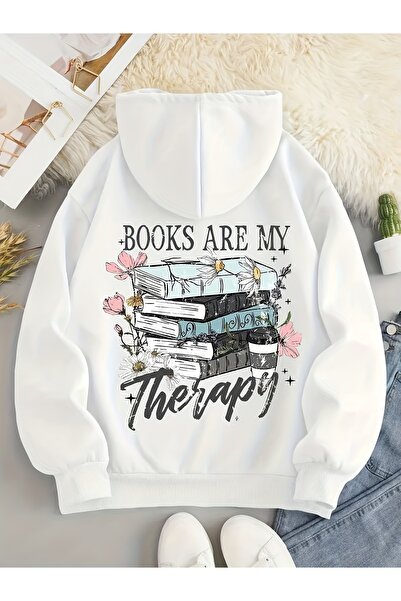 uyguntarz سويت شيرت برقبة دائرية مطبوع عليه My Books Are Therapy للجنسين