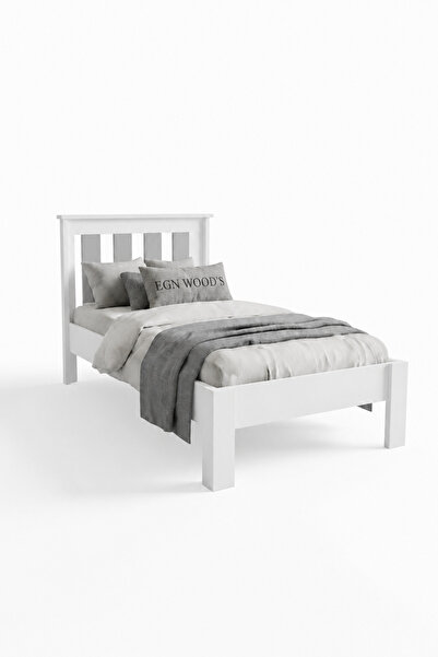 EGN WOODS Modern Beyaz MDF Karyola - Tek ve Çift Kişilik Yatak Ölçü Seçenekleri - Farklı Renk Alternatifleri Berlin