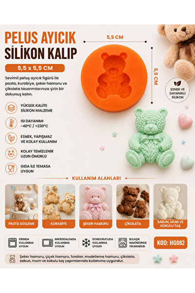 pratikpastacılık Silicone Mold with Teddy Bear Figure – Plush Teddy Bear & Te...