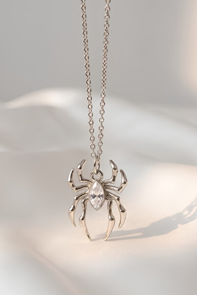 Elifsu Jewelry Spider Design Necklace Mole Zircon Stone Necklace Gothic Style...