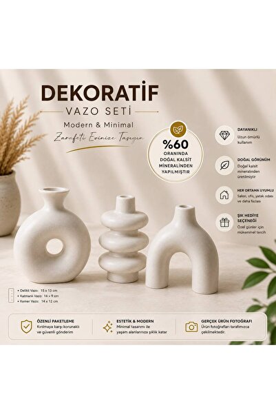 pelincee Dekoratif 3 lü vazo