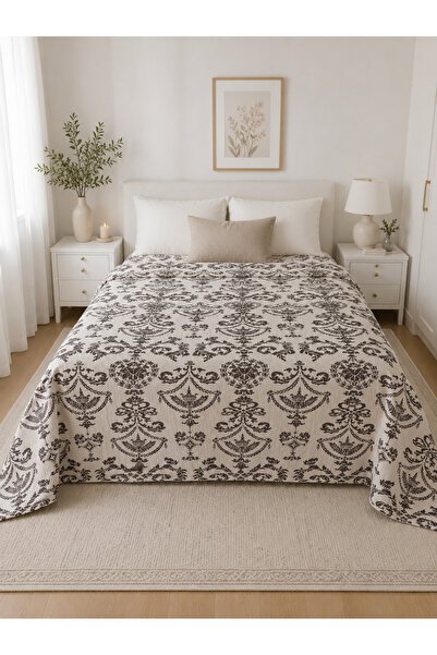 vanillasoft Double King Size Cotton Jacquard Patterned Bedspread 240X280 cm