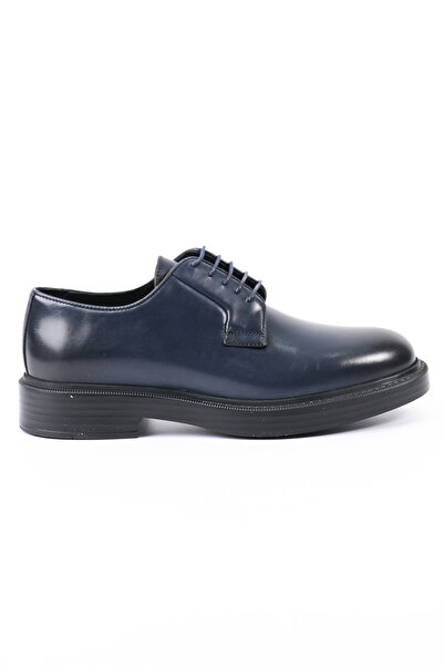 Tuna Genuine Leather Navy Blue Derby Model Men's Shoes - E4292