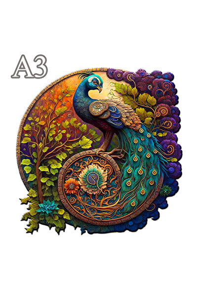 Choice1 960-A3 Adult Animal Wooden Puzzle Round Peacock and Bird Wooden Toy C...