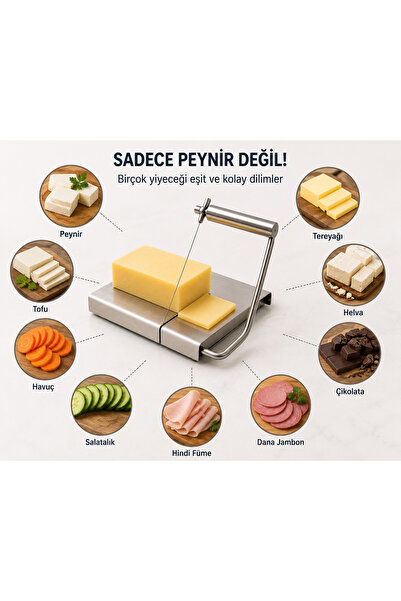 YDGR Çok Amaçlı Paslanmaz Çelik Dilimleyici Telli – Peynir, Helva, Tereyağı Kesici Mutfak Aparatı 21x24 cm