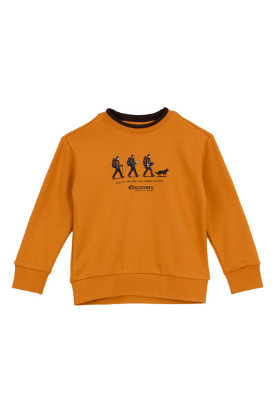 Discovery Expedition Turuncu Erkek Çocuk Bisiklet Yaka Baskılı Sweatshirt D6W...