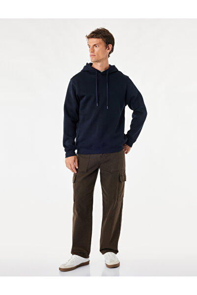 Koton Raised Long Sleeve Basic Hooded Sweatshirt