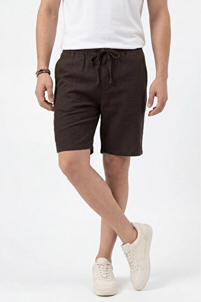 No Way Erkek Regular Fit Basic %100 Pamuk Keten Şort